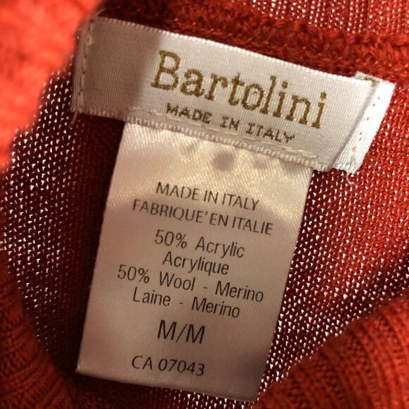 Bartolini merino wool blend colorblock turtleneck burnt red tan white sz M - Picture 7 of 7